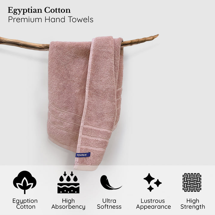 Light Pink Egyptian Cotton Hand Towel 650 GSM (Extra-long-staple cotton loops, Unrivaled Softness, Superior Absorbency, Long-lasting Durability, Luxurious Thickness, Elegant Border Design, 650 GSM) 