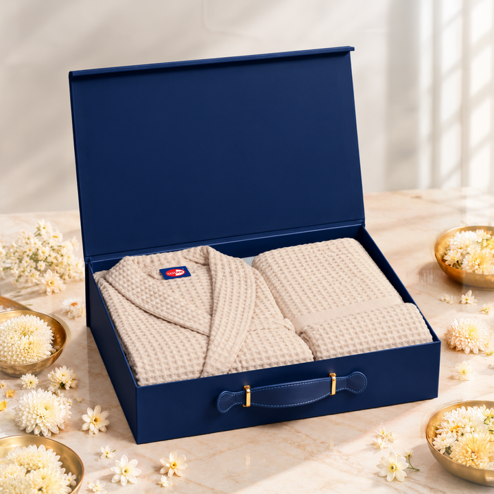 Festive Gift Box | Brink Waffle Bathrobe & Towel Set