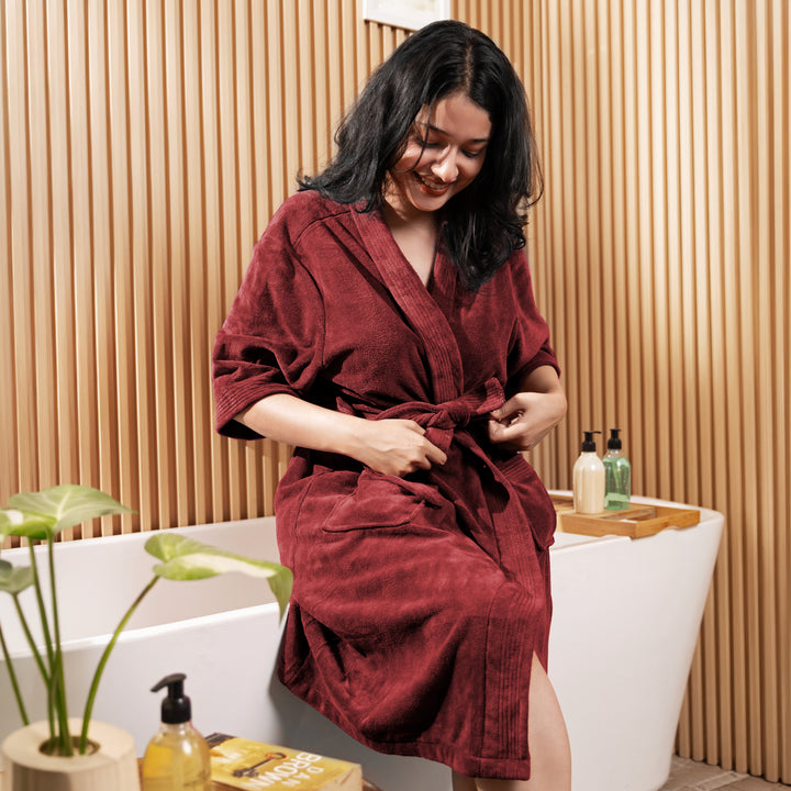 Caldezonia Unisex Microfiber Bathrobe with Slippers