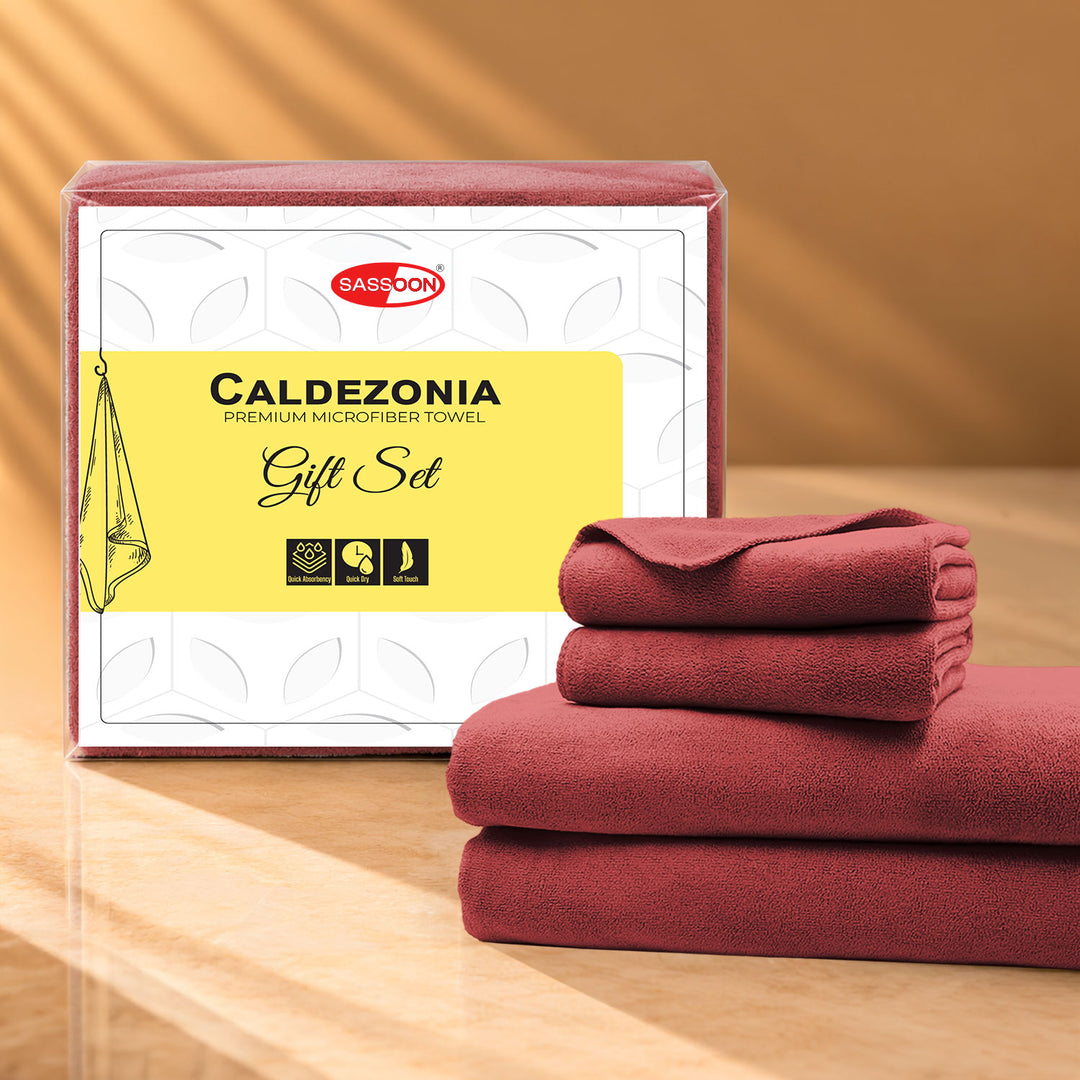 Caldezonia Ultra Soft Microfiber Towels- 4 pcs Gift Set