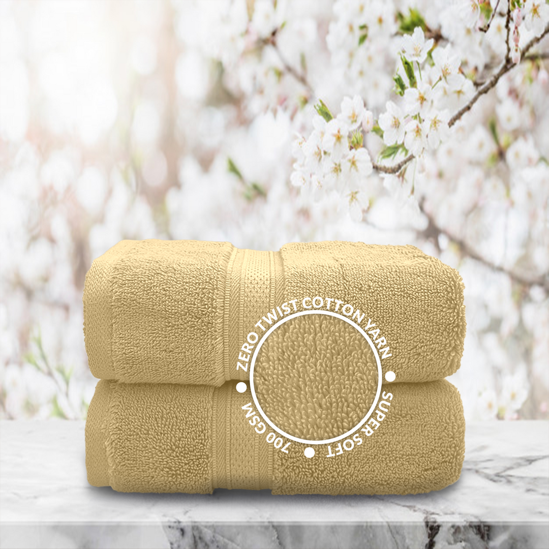 Yellow Color Super Soft Zero Twist 100% Cotton Hand Towel with 700 GSM ( 100% Cotton, Zero-Twist Fabric, Protection Against Microbial Allergies, Highly Absorbent, Lint and Fade Resistant) 