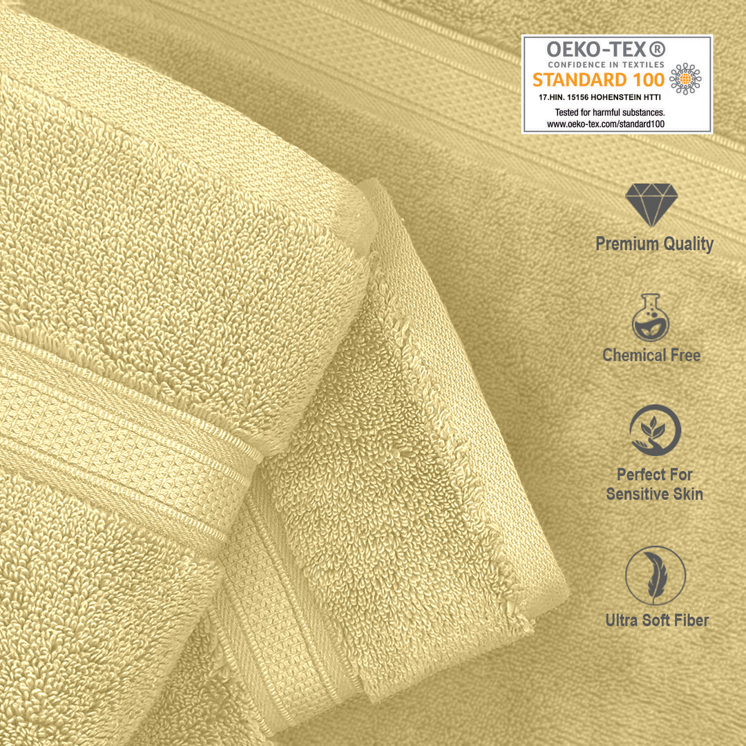 Yellow Color Super Soft Zero Twist 100% Cotton Towel with 700 GSM ( 100% Cotton, Zero-Twist Fabric, Protection Against Microbial Allergies, Highly Absorbent, Lint and Fade Resistant) 