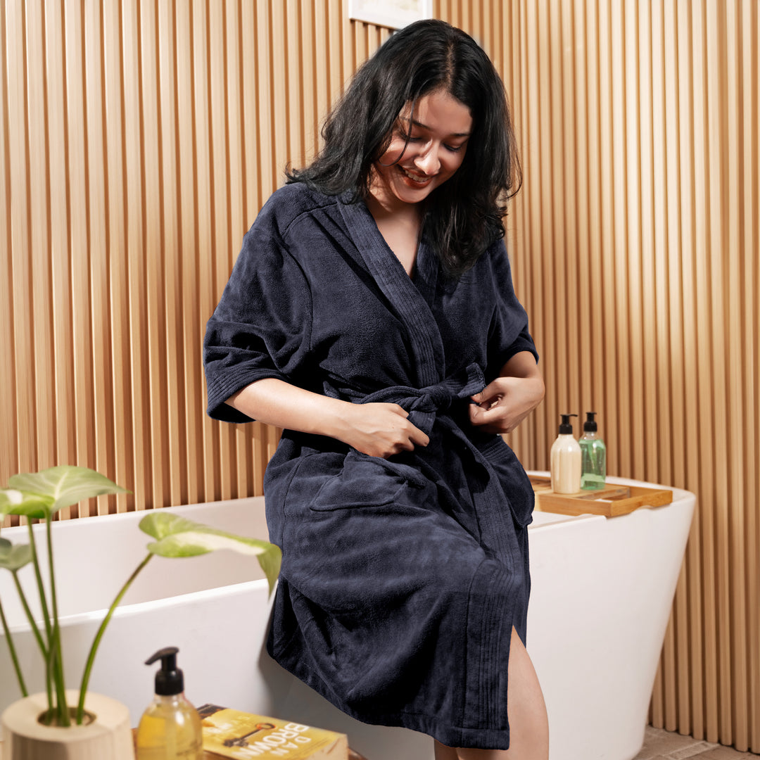 Caldezonia Unisex Microfiber Bathrobe with Slippers