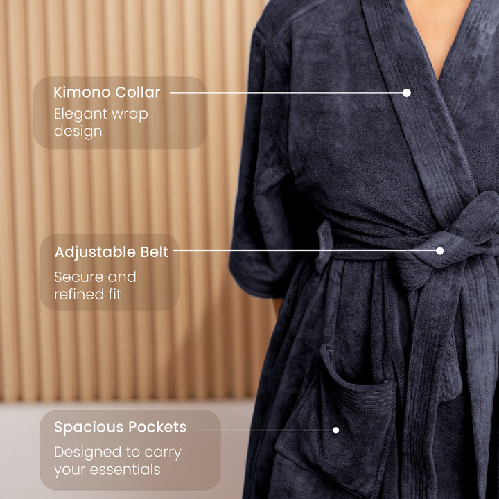 Caldezonia Unisex Microfiber Bathrobe with Slippers