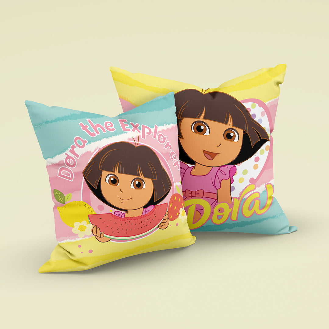 Dora Kids Double Bedsheet & Cushion Combo