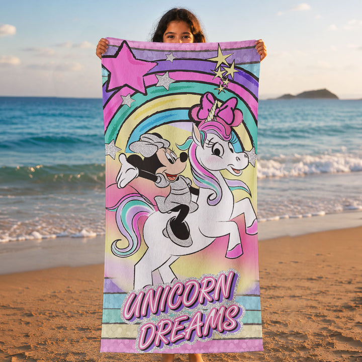 Disney Minnie & Unicorn Kids Bath Towel