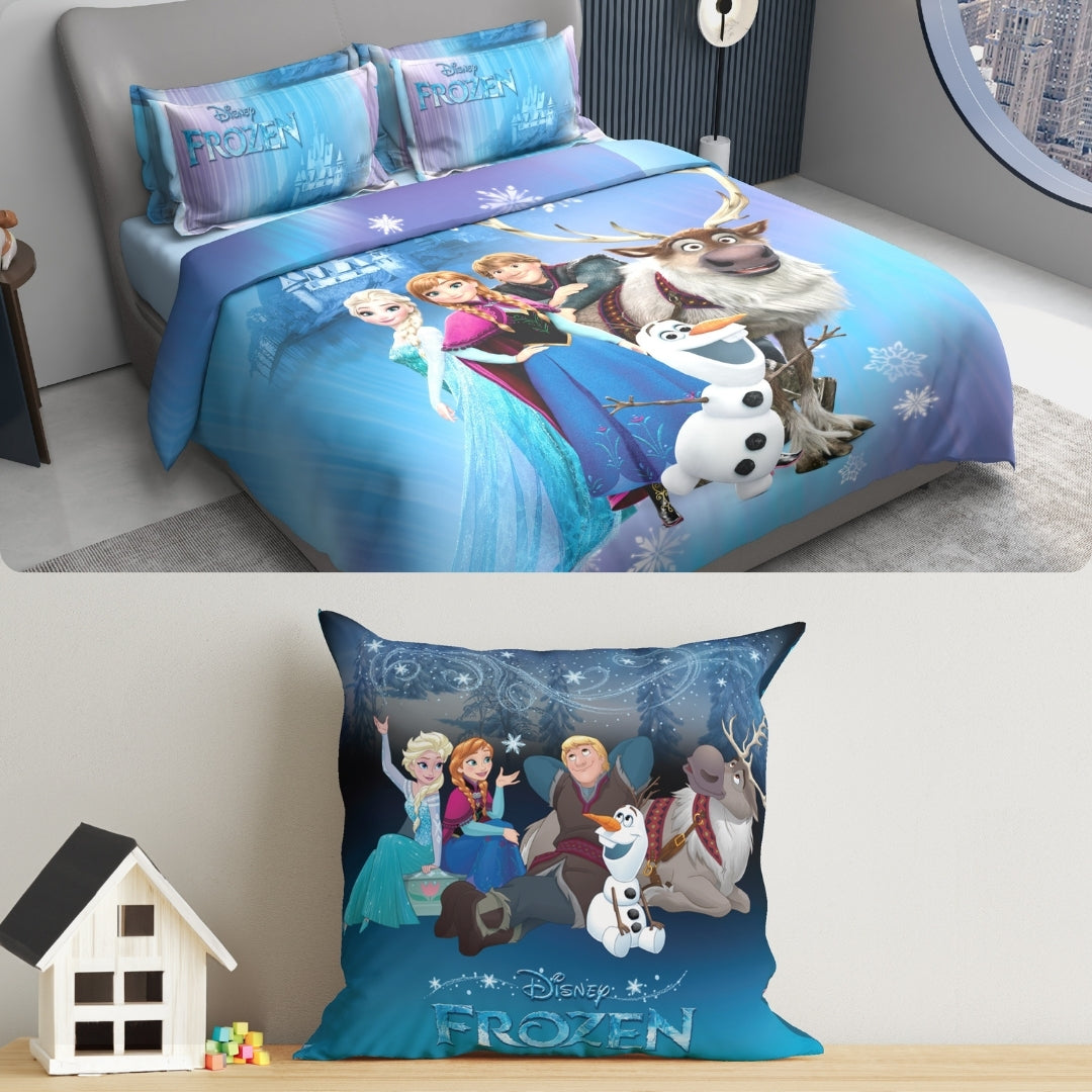 Disney Kids Double Bedsheet & Cushion Combo