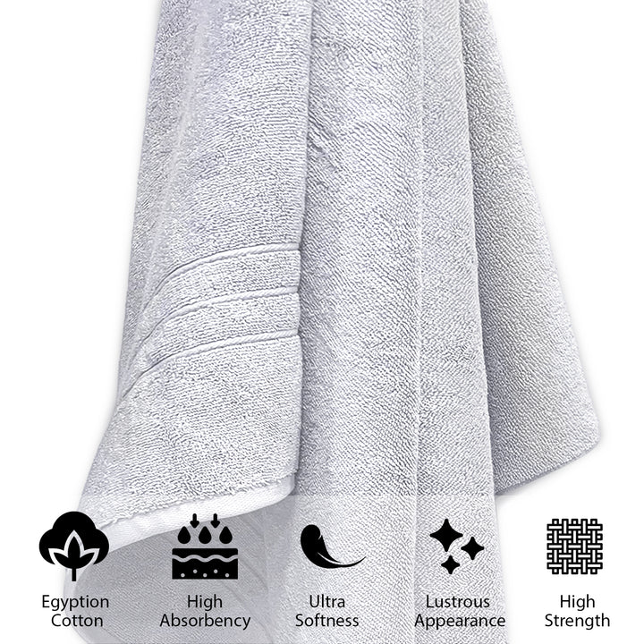 White Color Egyptian Cotton Towel with 650 GSM (Extra-long-staple cotton loops, Unrivaled Softness, Superior Absorbency, Long-lasting Durability, Luxurious Thickness, Elegant Border Design, 650 GSM) 