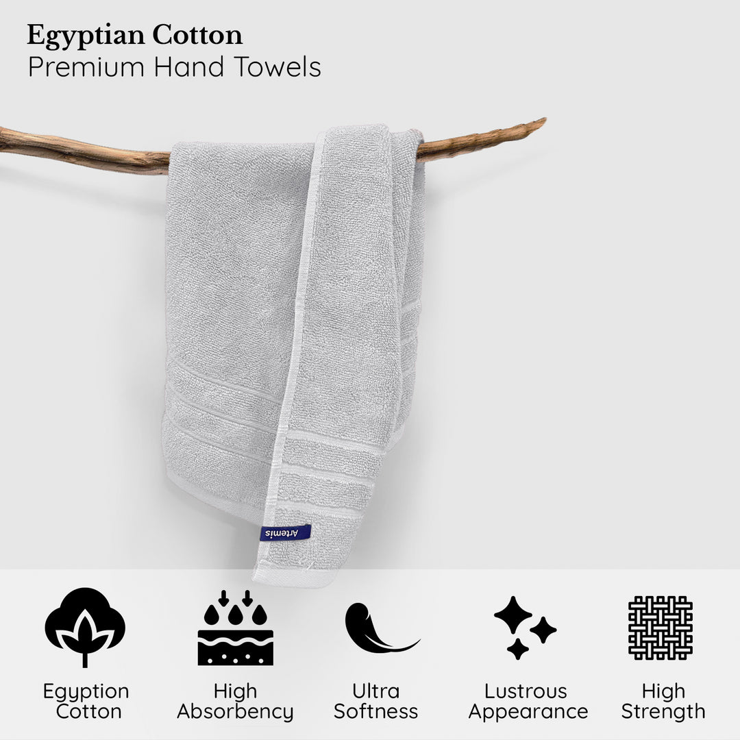 White Egyptian Cotton Hand Towel 650 GSM (Extra-long-staple cotton loops, Unrivaled Softness, Superior Absorbency, Long-lasting Durability, Luxurious Thickness, Elegant Border Design, 650 GSM) 