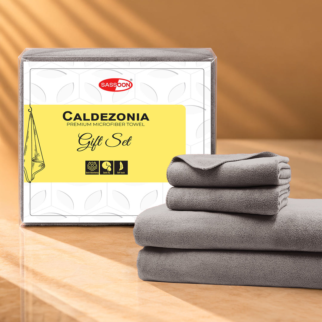 Caldezonia Ultra Soft Microfiber Towels- 4 pcs Gift Set