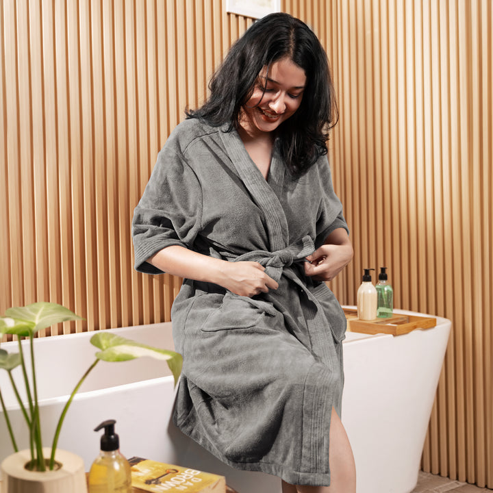 Caldezonia Unisex Microfiber Bathrobe with Slippers