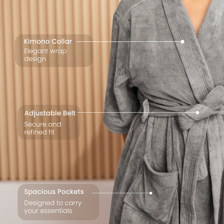 Caldezonia Unisex Microfiber Bathrobe with Slippers