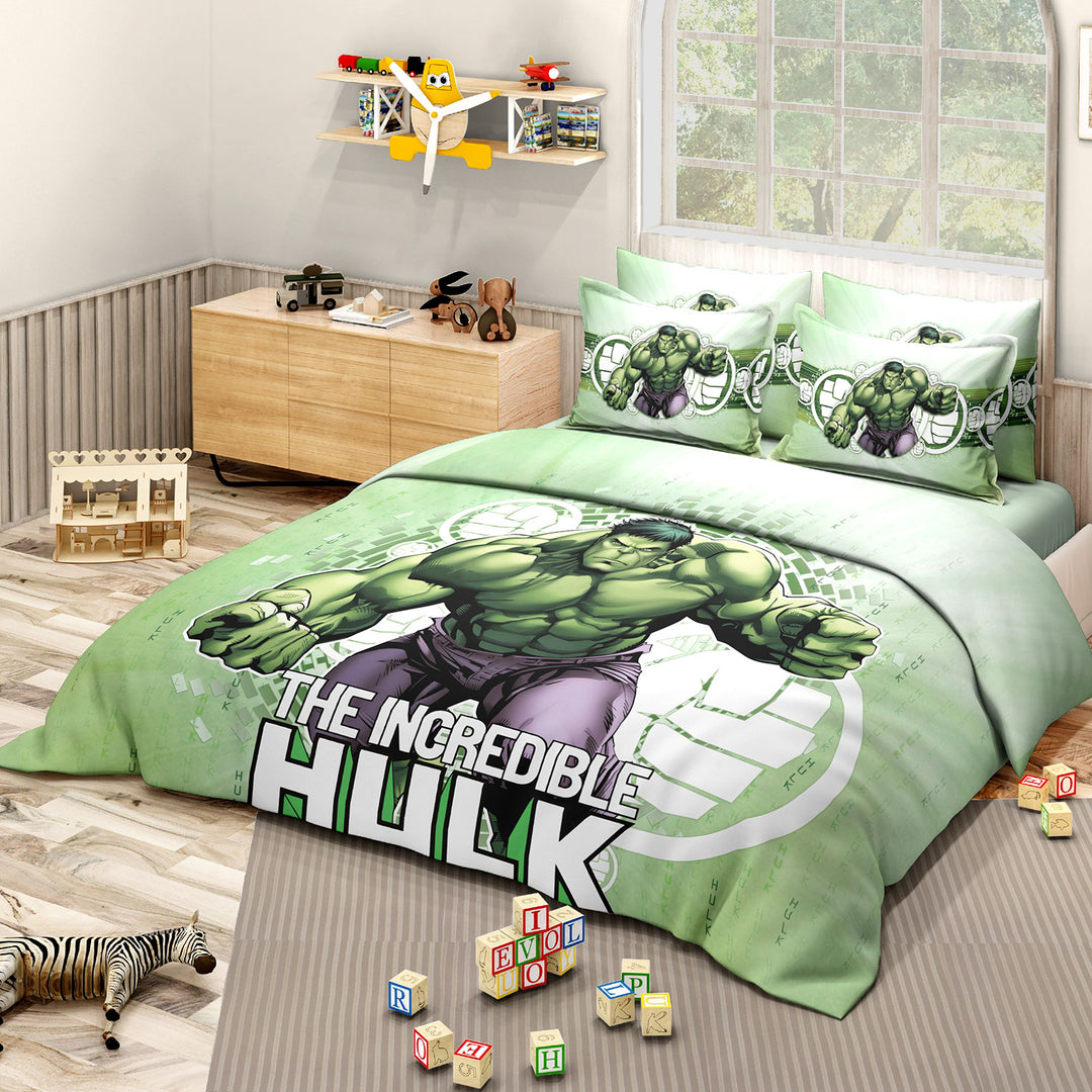 Marvel Hulk Digital Printed Cotton Bedsheet with 2 Pillow Covers in 300TC