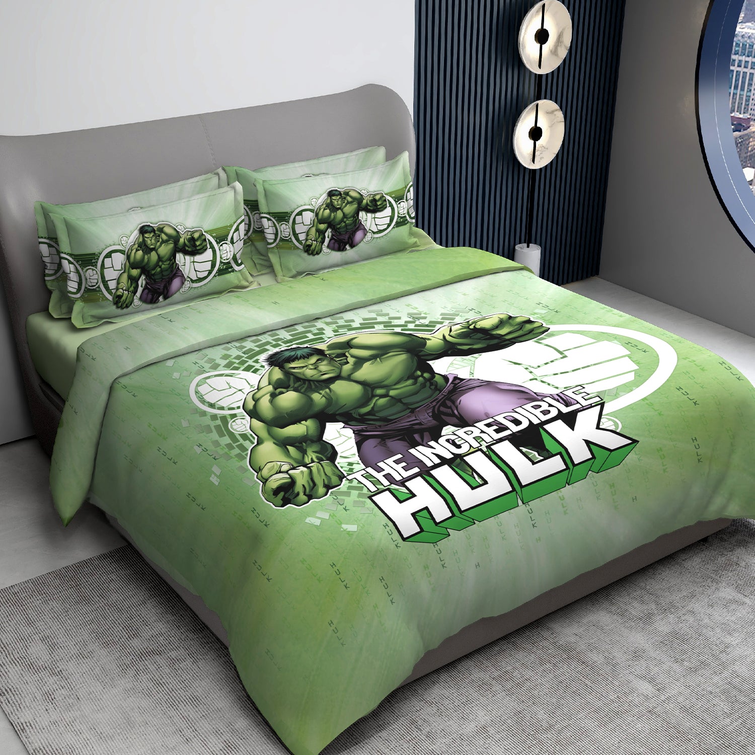 Marvel Hulk Digital Printed Cotton Bedsheet with 2 Pillow Covers in 30 Sassoon Fab