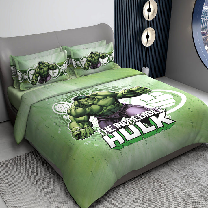 Marvel Hulk Digital Printed Cotton Bedsheet with 2 Pillow Covers in 300TC