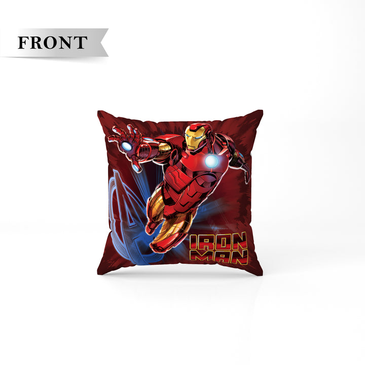 Iron Man Print Reversible Cushion By Sassoon Fab. It is Soft & fluffy, fade-resistant, High-density fill, Hypoallergenic, Reversible, etc. Size 40 cm x 40 cm 