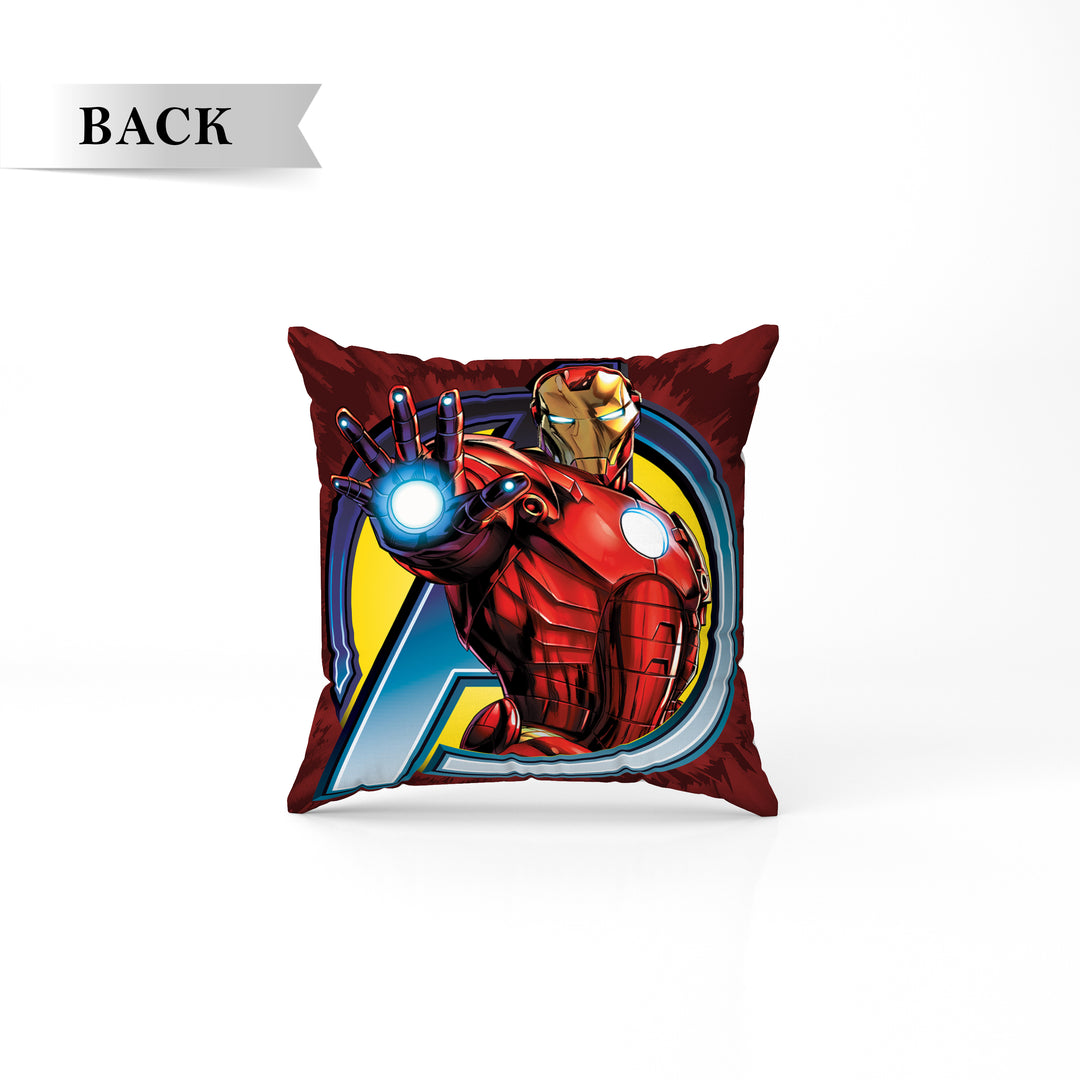 Iron Man Print Reversible Cushion By Sassoon Fab. It is Soft & fluffy, fade-resistant, High-density fill, Hypoallergenic, Reversible, etc. Size 40 cm x 40 cm 