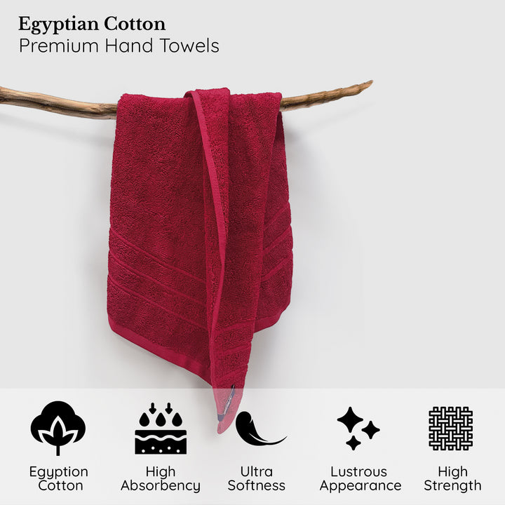 Maroon Egyptian Cotton Hand Towel 650 GSM (Extra-long-staple cotton loops, Unrivaled Softness, Superior Absorbency, Long-lasting Durability, Luxurious Thickness, Elegant Border Design, 650 GSM) 