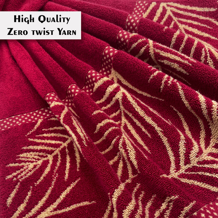 Dark Red Color Super Soft Zero Twist 100% Cotton Towel with 380 GSM ( 100% Cotton, Zero-Twist Fabric, Protection Against Mircrobial Allergies, Highly Absorbent, Lint and Fade Resistant)