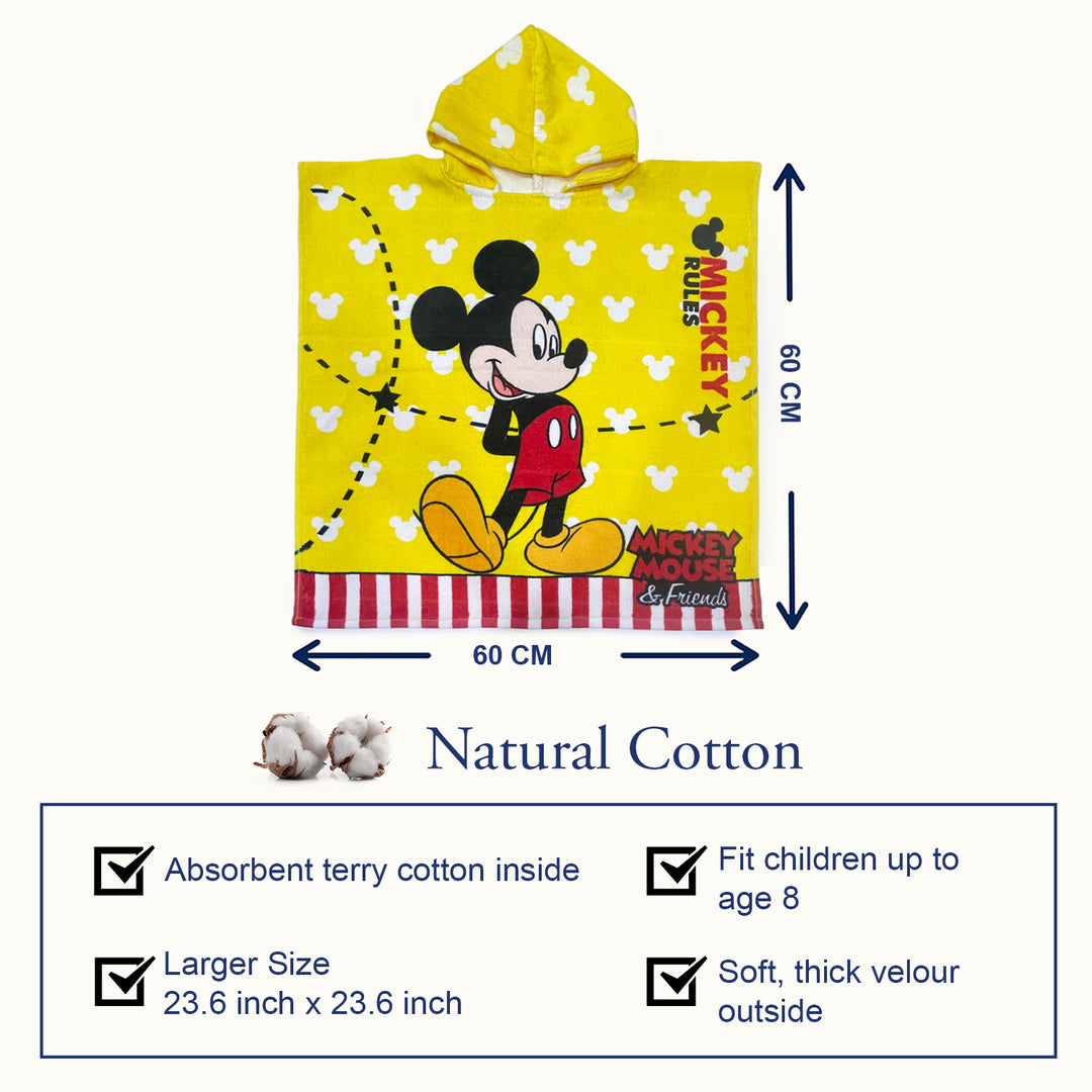 Disney Mickey Mouse Kids Hooded Poncho in 400 GSM