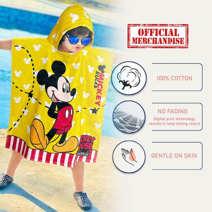 Disney Mickey Mouse Kids Hooded Poncho in 400 GSM