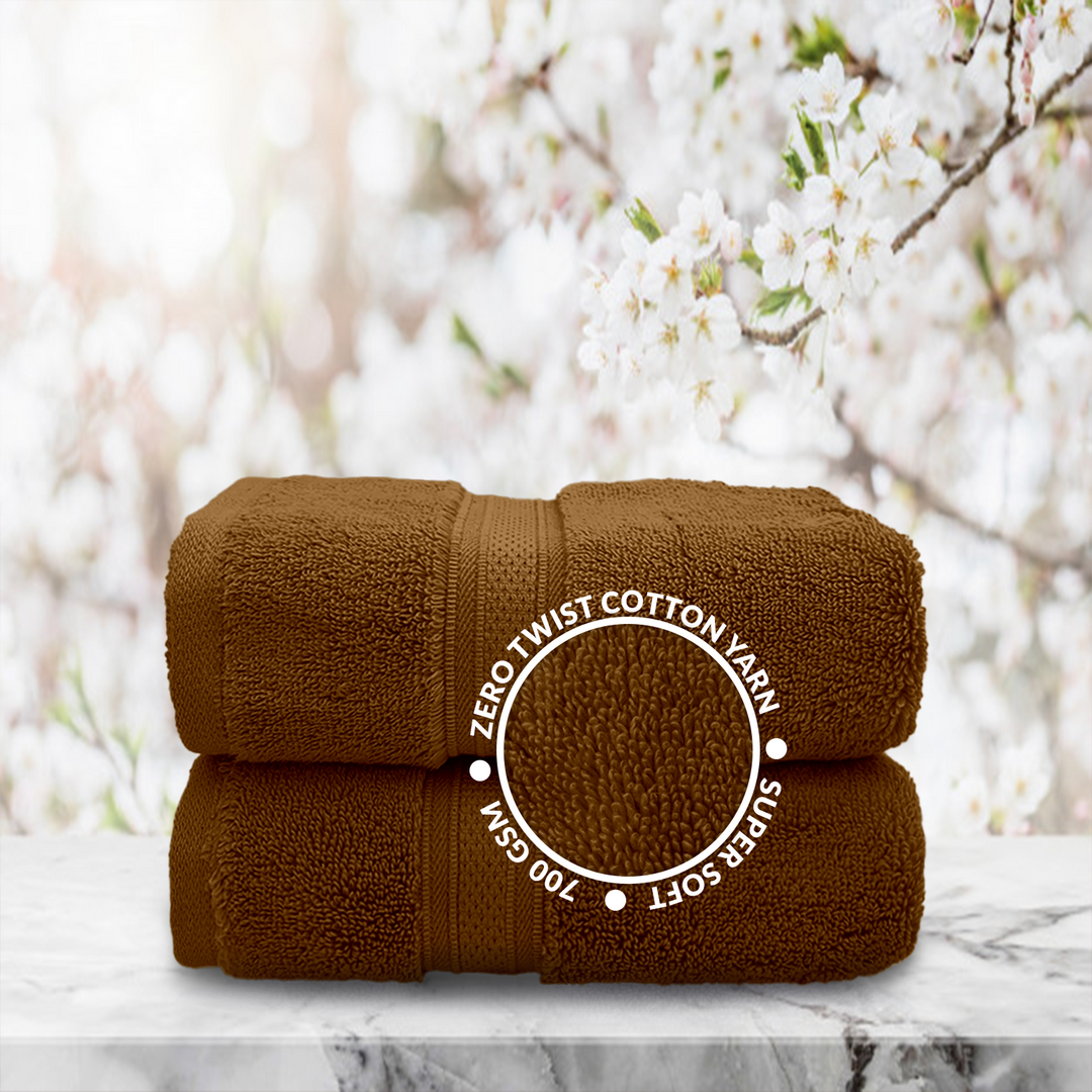 Coffee Color Super Soft Zero Twist 100% Cotton Hand Towel with 700 GSM ( 100% Cotton, Zero-Twist Fabric, Protection Against Microbial Allergies, Highly Absorbent, Lint and Fade Resistant) 