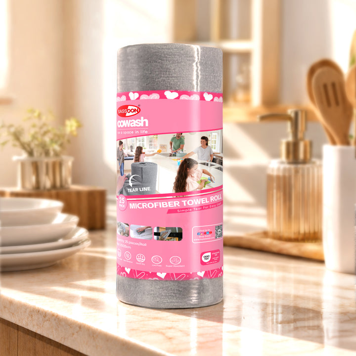 Soowash Microfiber Multipurpose Cleaning Cloth Tear Away Roll