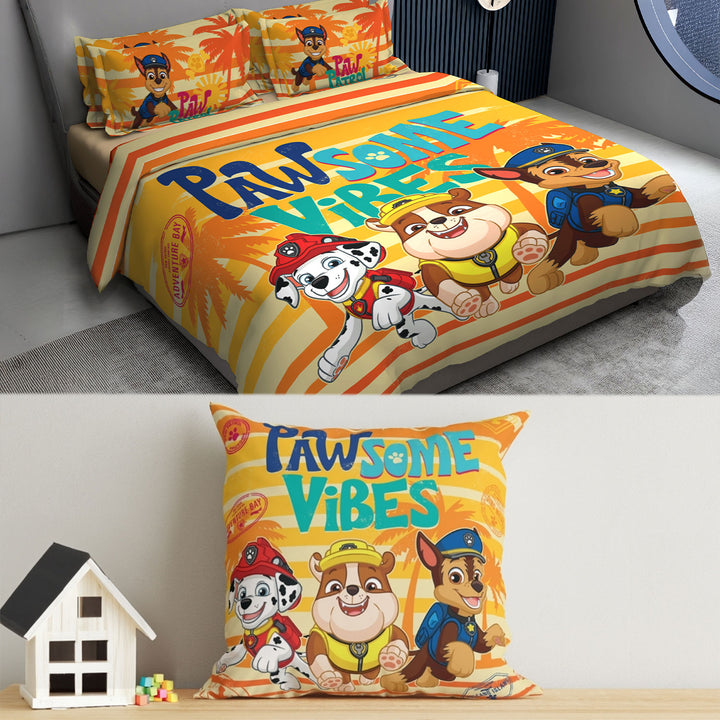 Paw Patrol Kids Double Bedsheet & Cushion Combo