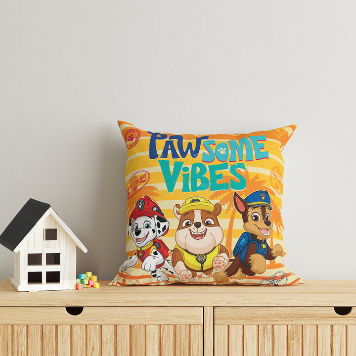 Paw Patrol Print Reversible Cushion By Sassoon Fab. It is Soft & fluffy, fade-resistant, High-density fill, Hypoallergenic, Reversible, etc. Size 40 cm x 40 cm 