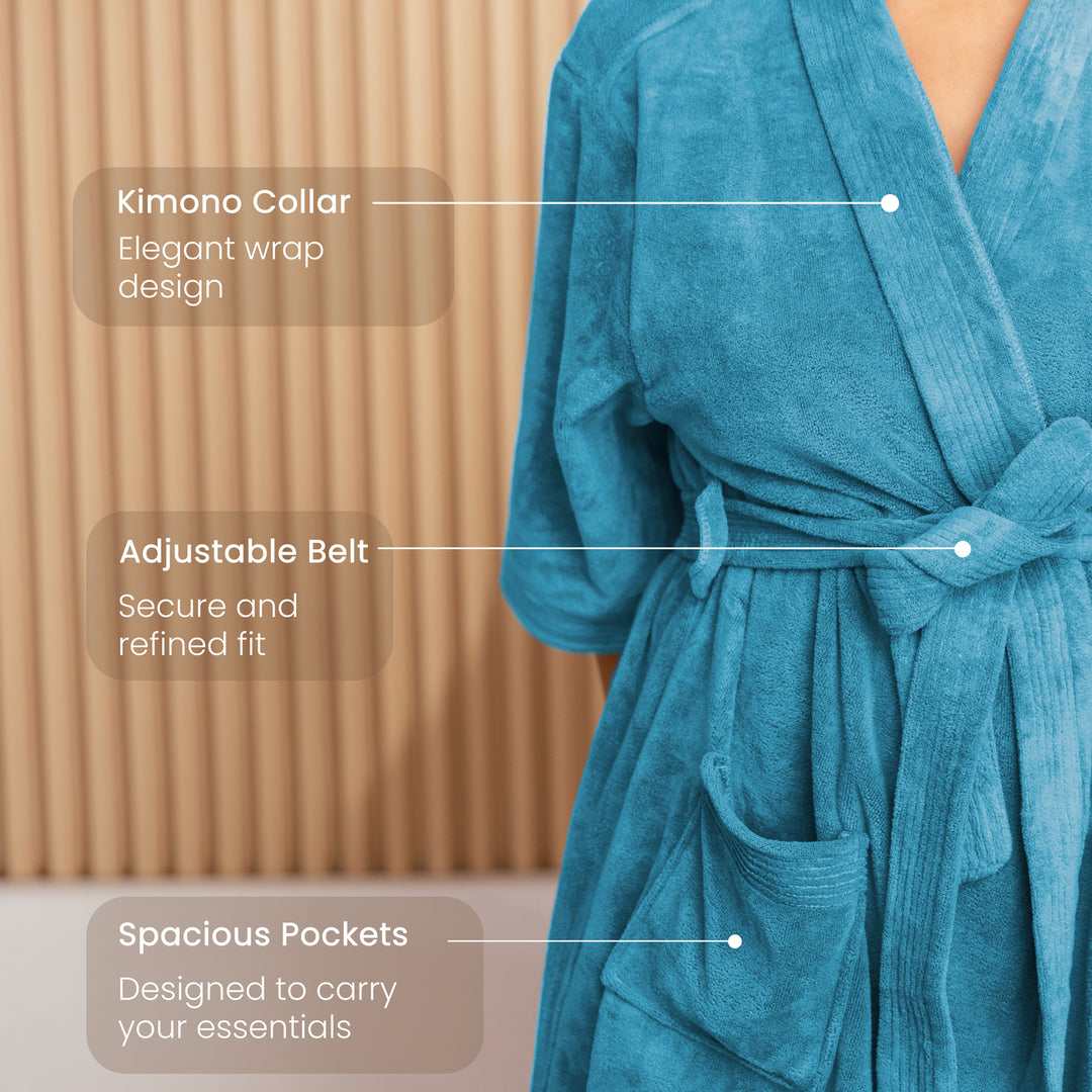 Caldezonia Unisex Microfiber Bathrobe with Slippers