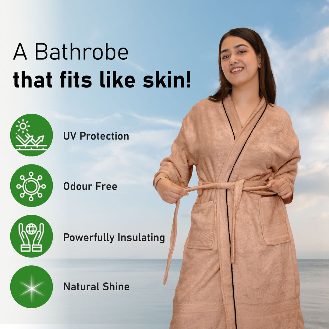 Features of Bathrobes Ultrasoft Bamboo Bathrobe with 525 GSM ( Anti bacterial, Eco friendly, Highly absorbent, UV Protection, Odour Free, Kimono Style, Pockets)