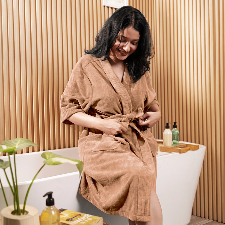 Caldezonia Unisex Microfiber Bathrobe with Slippers