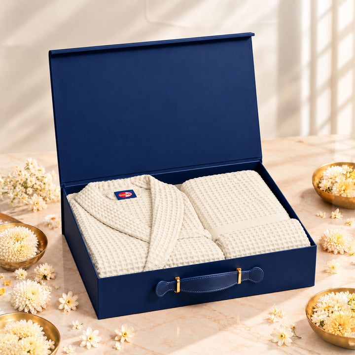 Festive Gift Box | Brink Waffle Bathrobe & Towel Set