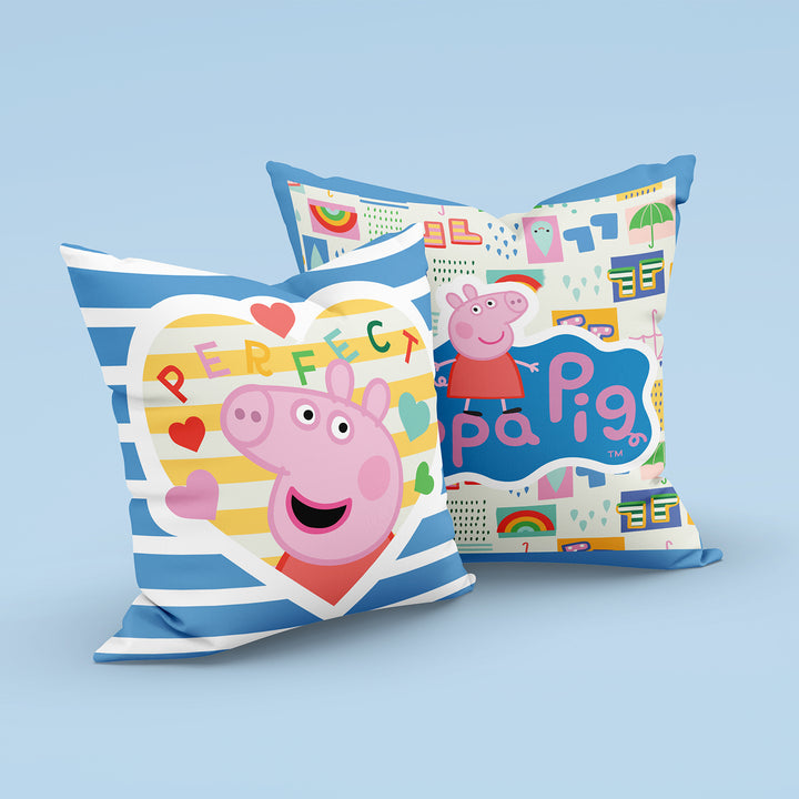 Peppa Pig Kids Double Bedsheet & Cushion Combo