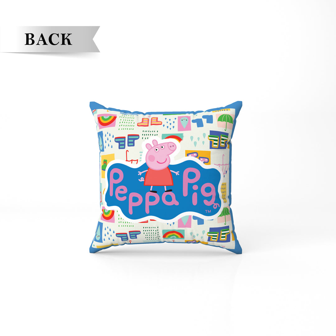 Peppa Pig Print Reversible Cushion By Sassoon Fab. It is Soft & fluffy, fade-resistant, High-density fill, Hypoallergenic, Reversible, etc. Size 40 cm x 40 cm 