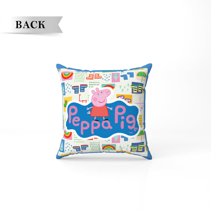 Peppa Pig Print Reversible Cushion By Sassoon Fab. It is Soft & fluffy, fade-resistant, High-density fill, Hypoallergenic, Reversible, etc. Size 40 cm x 40 cm 