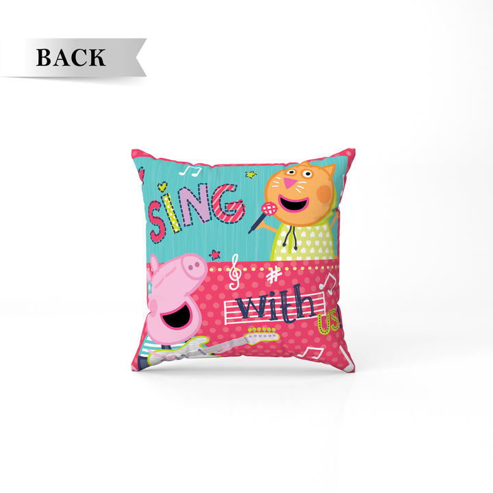 Peppa Pig Print Reversible Cushion By Sassoon Fab. It is Soft & fluffy, fade-resistant, High-density fill, Hypoallergenic, Reversible, etc. Size 40 cm x 40 cm 