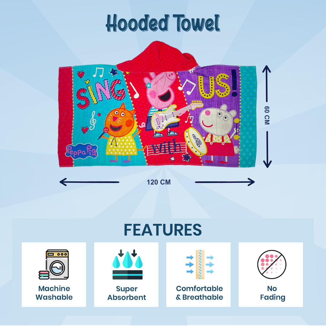 Peppa Pig Kids Hooded Towel in 400 GSM