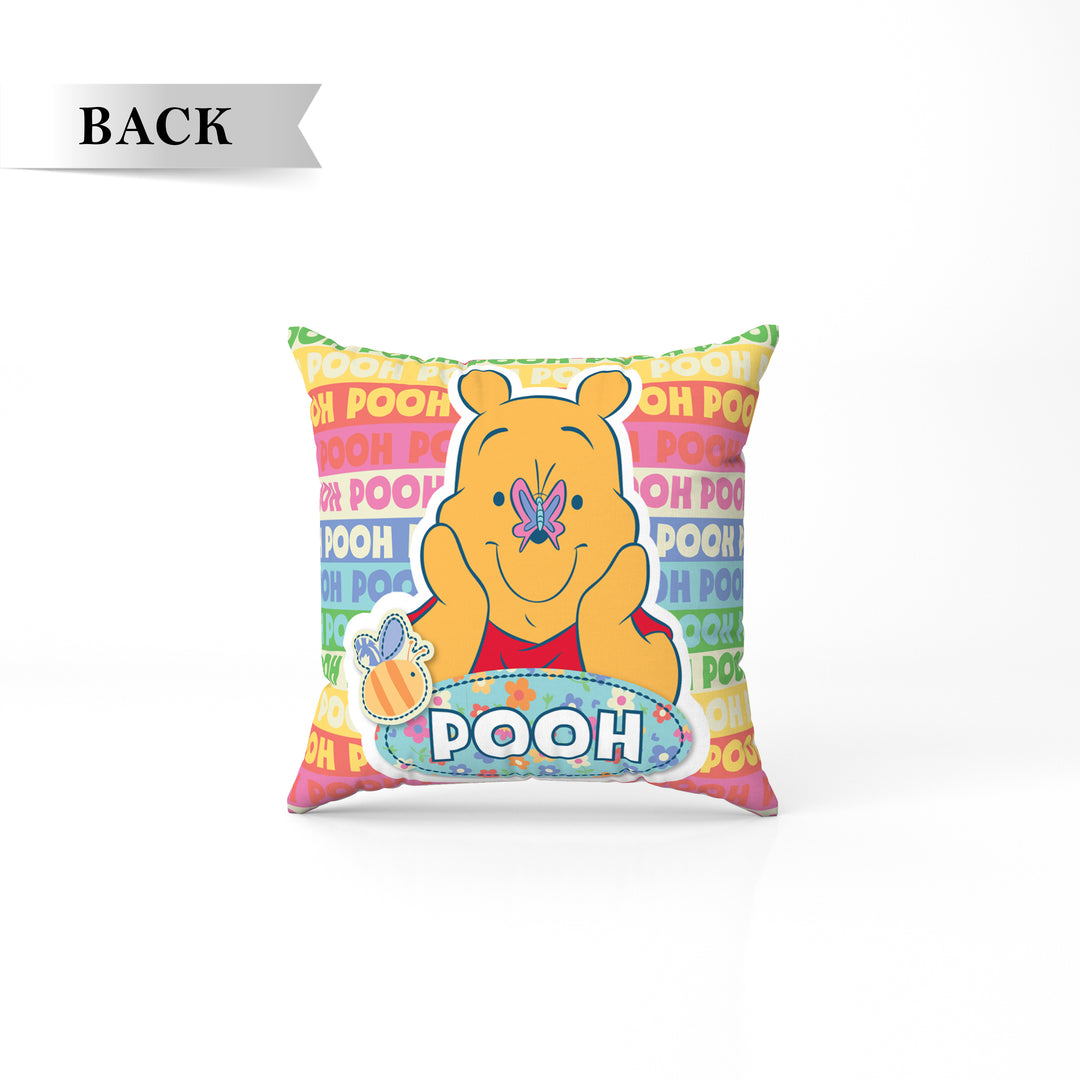 Winnie The Pooh Print Reversible Cushion By Sassoon Fab. It is Soft & fluffy, fade-resistant, High-density fill, Hypoallergenic, Reversible, etc. Size 40 cm x 40 cm 