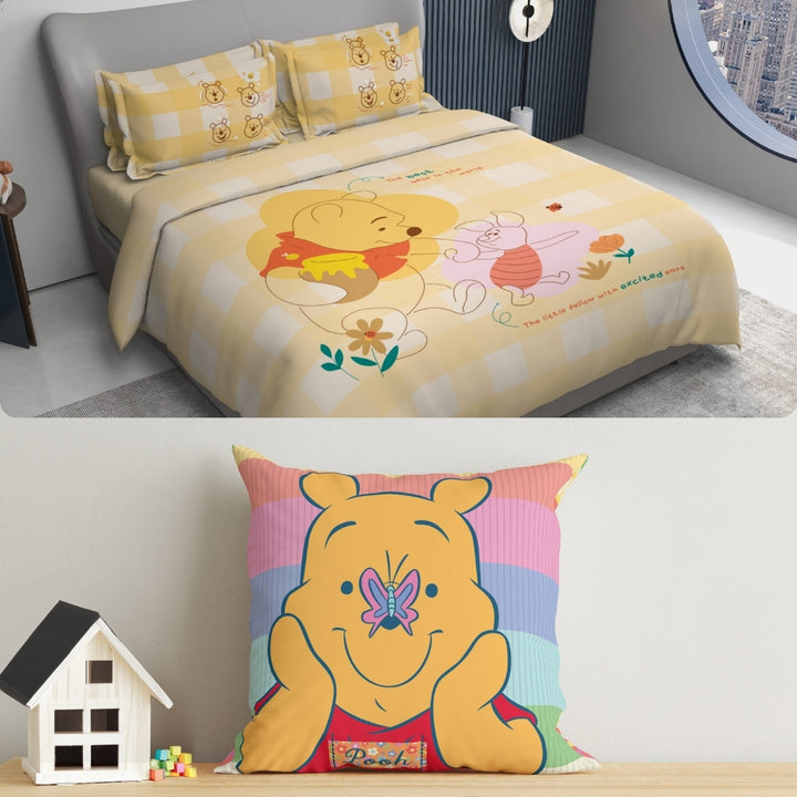 Disney Kids Double Bedsheet & Cushion Combo