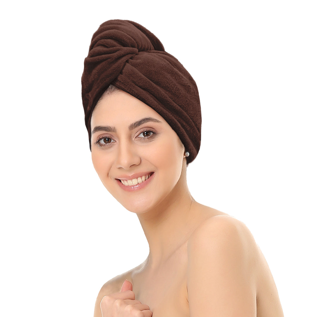 Brown  Color ultra absorbent microfiber hair wrap Towel 