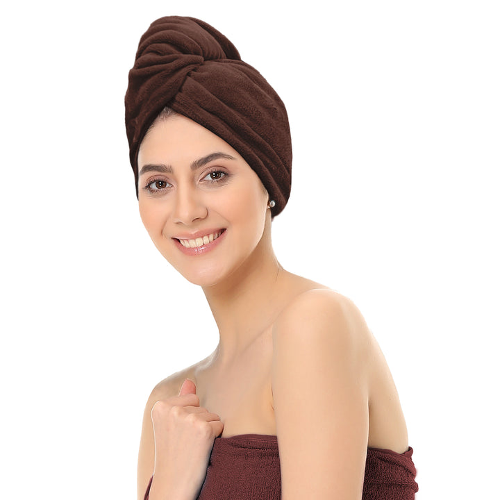 Brown  Color ultra absorbent microfiber hair wrap Towel 