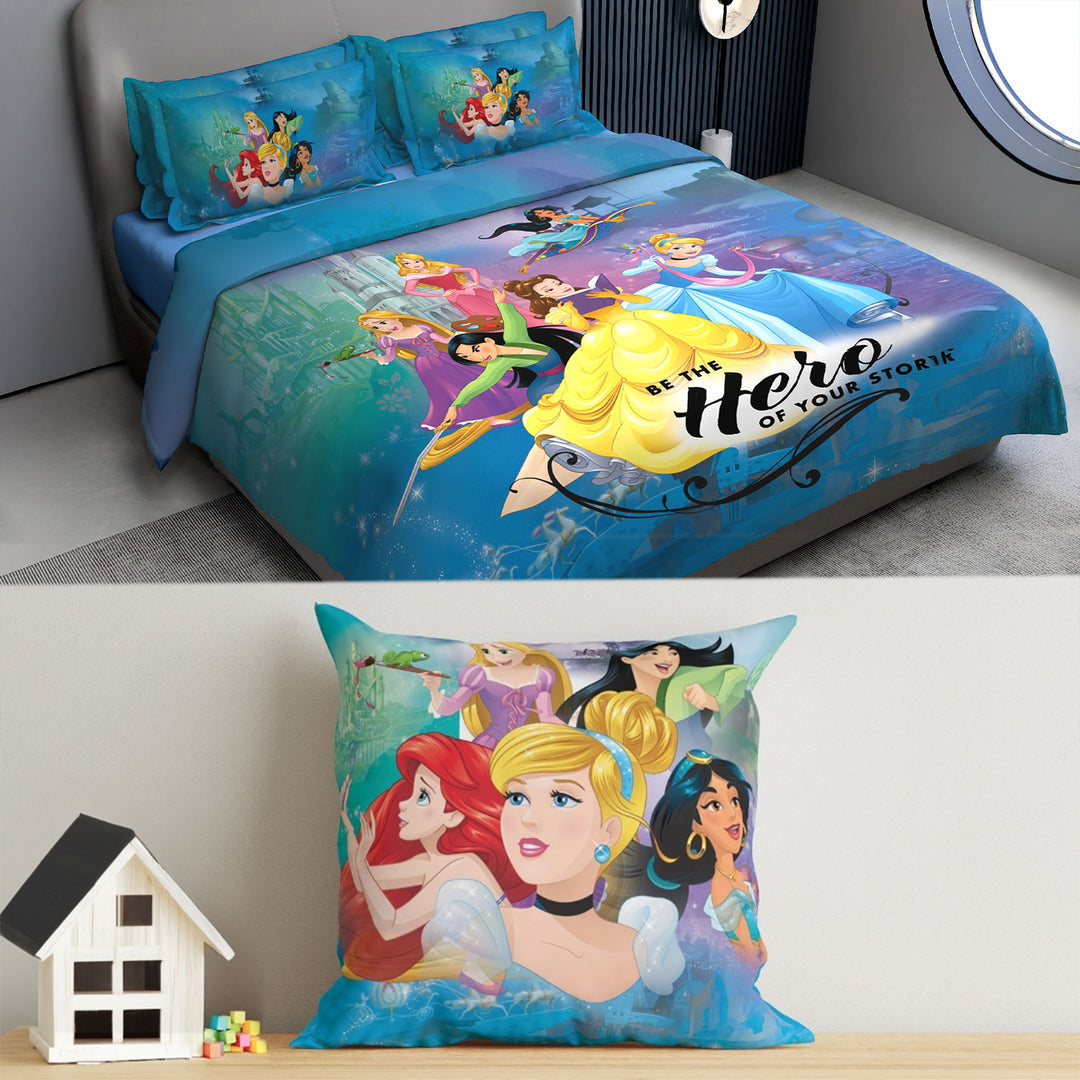 Disney Kids Double Bedsheet & Cushion Combo