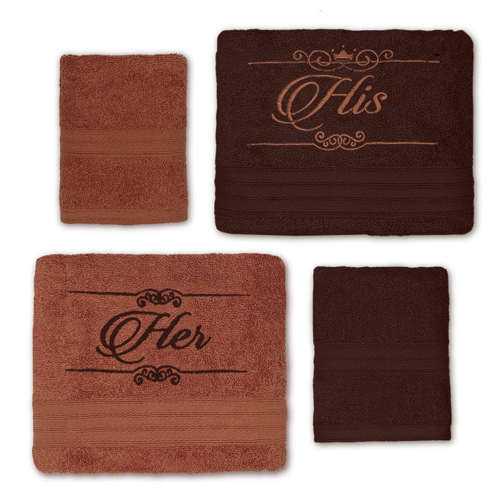 Anatolia 4 Pc His & Her Couple Towel Gift Set in 500 GSM