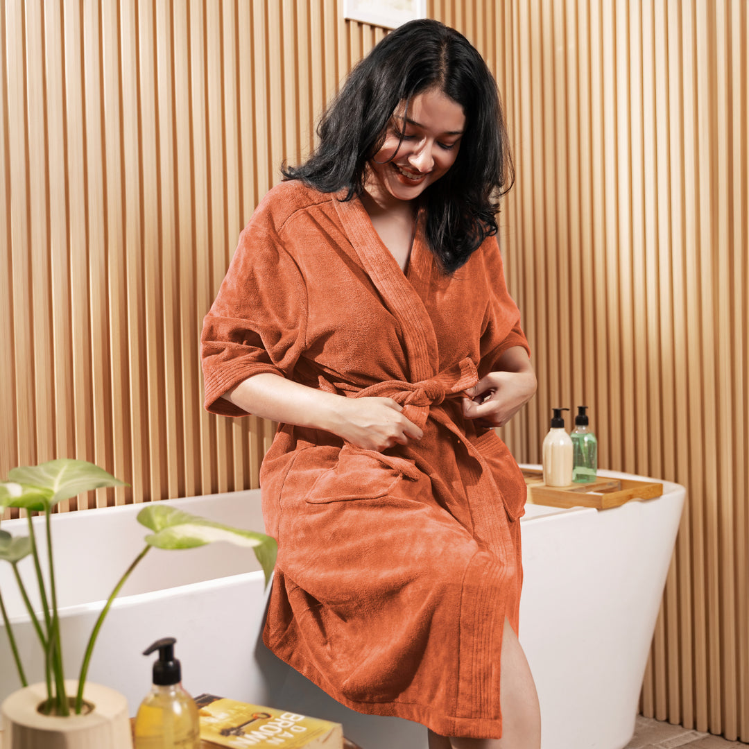 Caldezonia Unisex Microfiber Bathrobe with Slippers