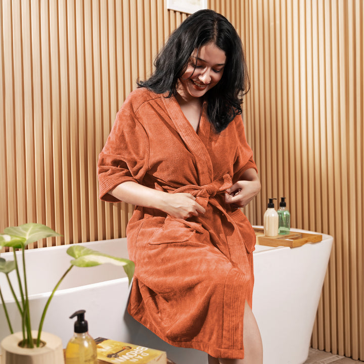 Caldezonia Unisex Microfiber Bathrobe with Slippers