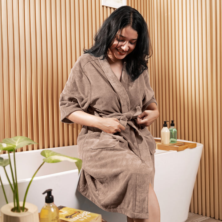 Caldezonia Unisex Microfiber Bathrobe with Slippers