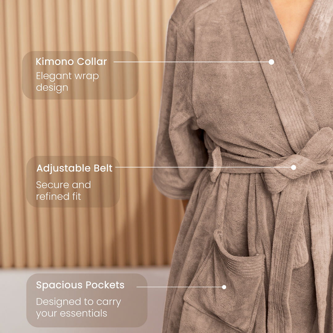 Caldezonia Unisex Microfiber Bathrobe with Slippers