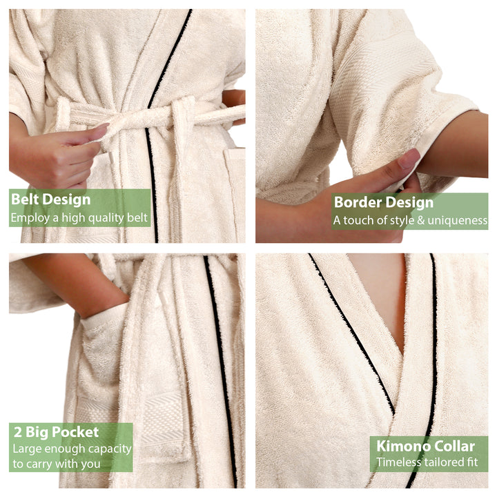 Features of Bathrobes Ultrasoft Bamboo Bathrobe with 525 GSM ( Anti bacterial, Eco friendly, Highly absorbent, UV Protection, Odour Free, Kimono Style, Pockets)