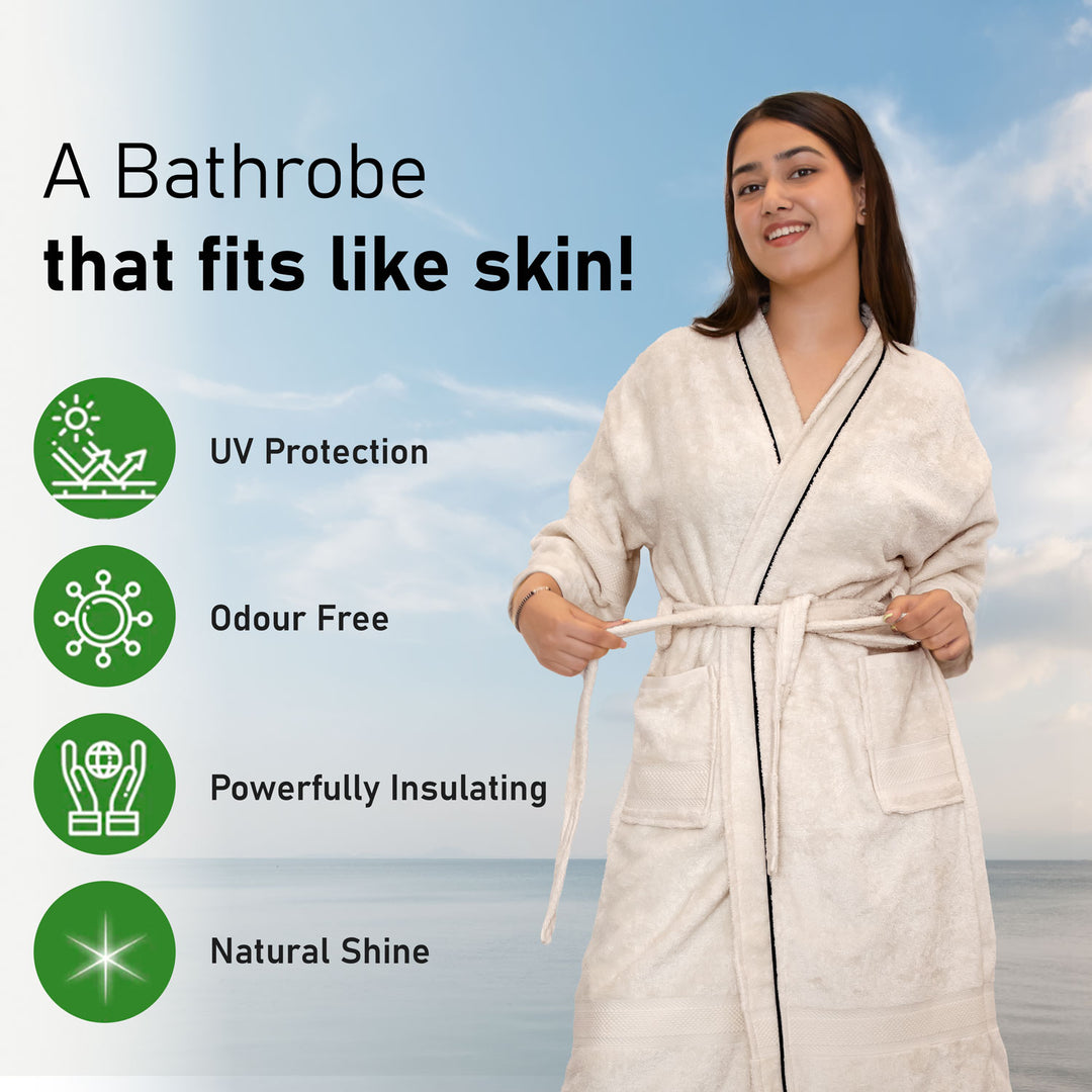 Features of Bathrobes Ultrasoft Bamboo Bathrobe with 525 GSM ( Anti bacterial, Eco friendly, Highly absorbent, UV Protection, Odour Free, Kimono Style, Pockets)